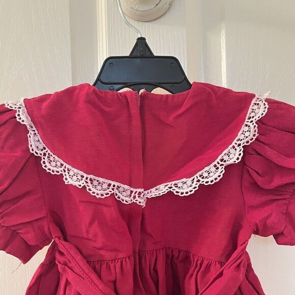 Vintage Jessica McClintock Gunne Sax Burgundy Taffeta & Lace Dress Girls Size 2T - Picture 11 of 12